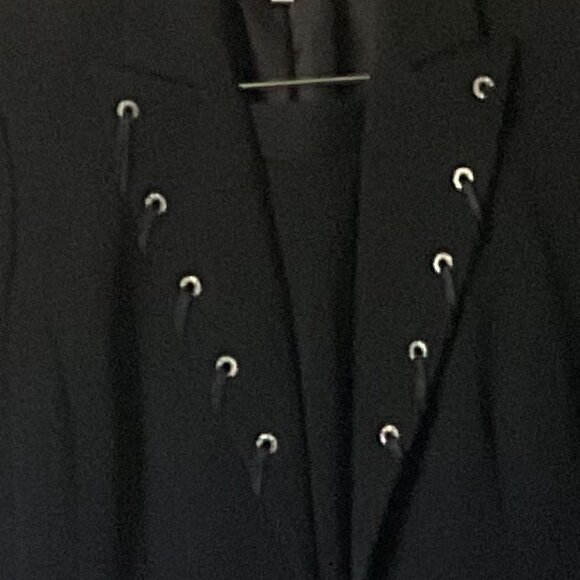 Vintage Cache Black pant suit with rhinestone grommet collar and lace up pants - Picture 4 of 8